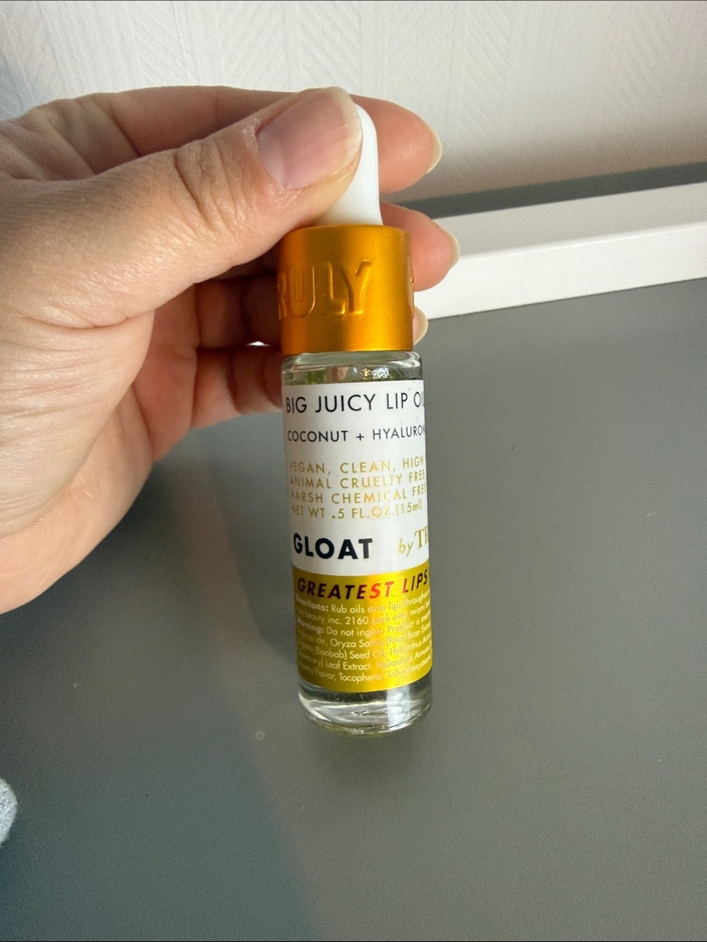 Truely Truly GLOAT Big Juicy Lip Oil .5 Oz. Infused with Organic Coconut Oil NEW